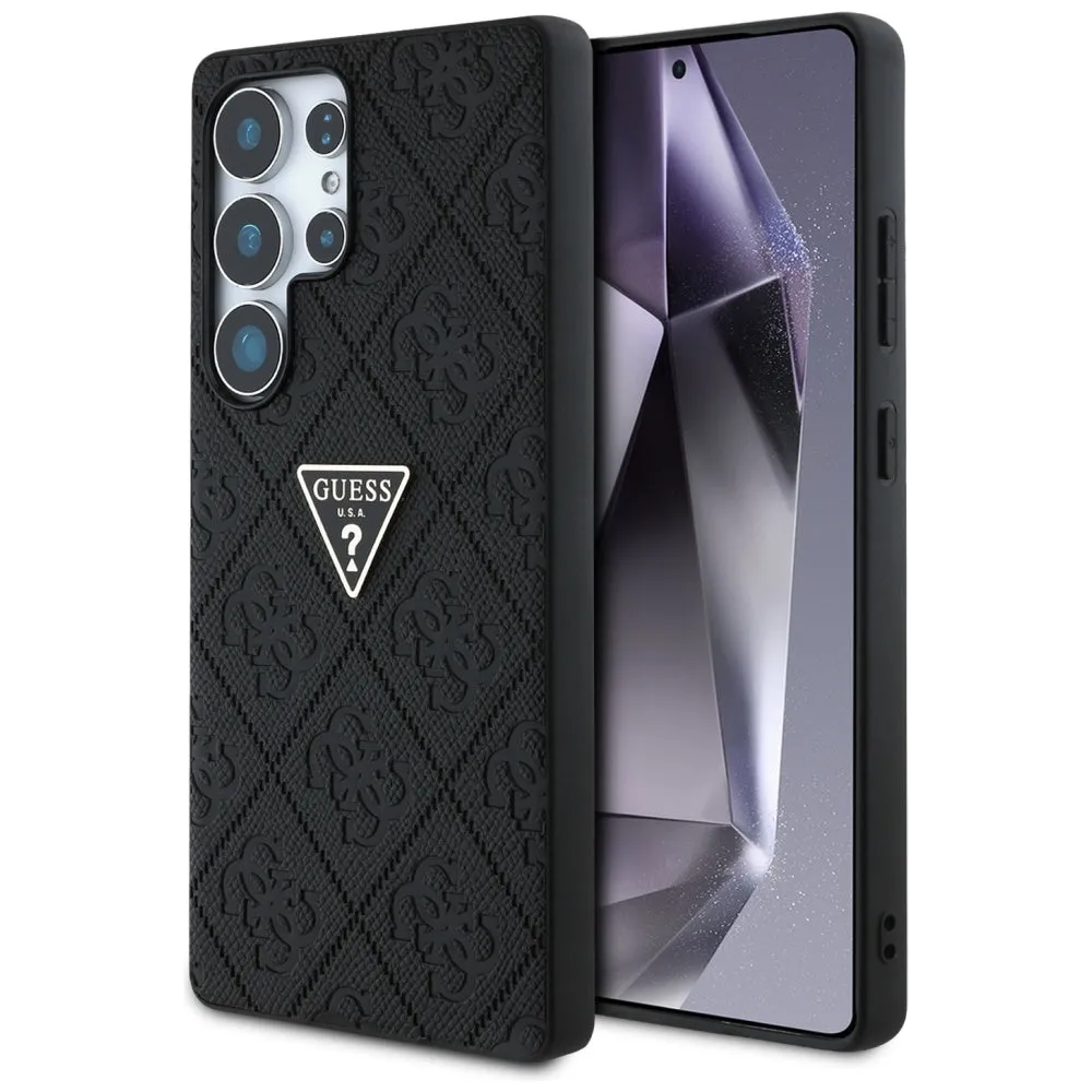 Custodia per Samsung Galaxy S25 Ultra S938, Guess, Grained Hot Stamp 4G Triangle, Nera - immagine 1