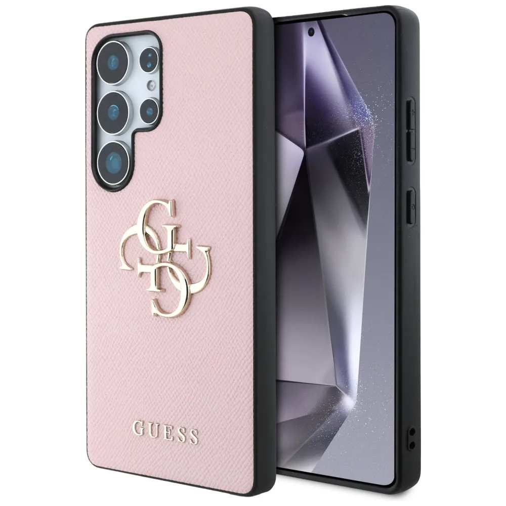 Custodia per Samsung Galaxy S25 Ultra S938, Guess, 4G Grained Big and Classic Logo, Rosa Nera - immagine 1