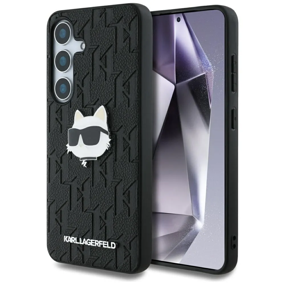 Custodia per Samsung Galaxy S25 S931, Karl Lagerfeld, Monogram Choupette's Head, Nera - immagine 1