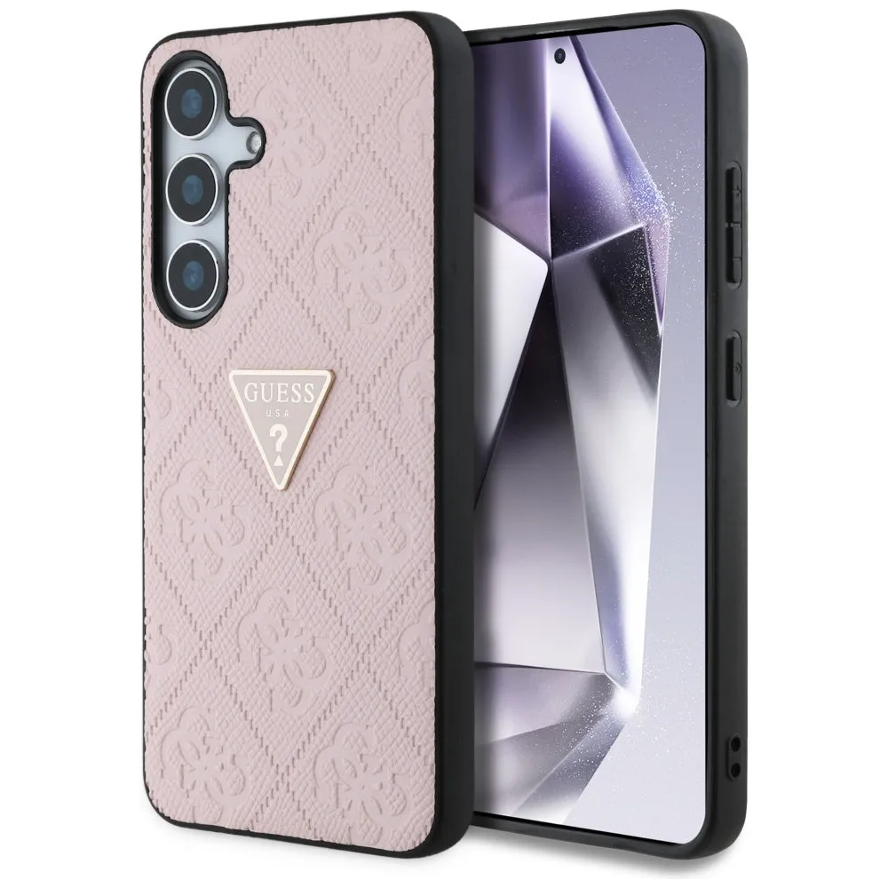 Custodia per Samsung Galaxy S25 S931, Guess, Grained Hot Stamp 4G Triangle, Rosa - immagine 1