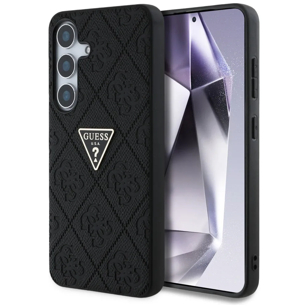 Custodia per Samsung Galaxy S25 S931, Guess, Grained Hot Stamp 4G Triangle, Nera - immagine 1