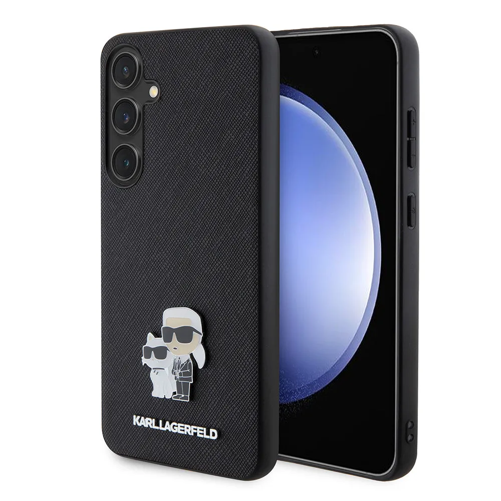 Custodia per Samsung Galaxy S24+ S926, Karl Lagerfeld, Saffiano Karl & Choupette Metal, Nera - immagine 1