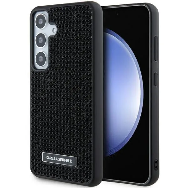 Custodia per Samsung Galaxy S24+ S926, Karl Lagerfeld, Rhinestone Metal Plate, Nera - immagine 1