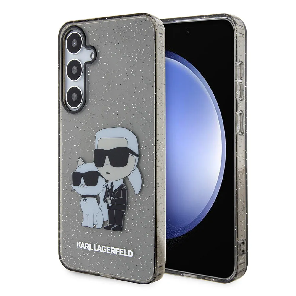 Custodia per Samsung Galaxy S24+ S926, Karl Lagerfeld, Glitter Karl & Choupette, Nero Trasparente - immagine 1