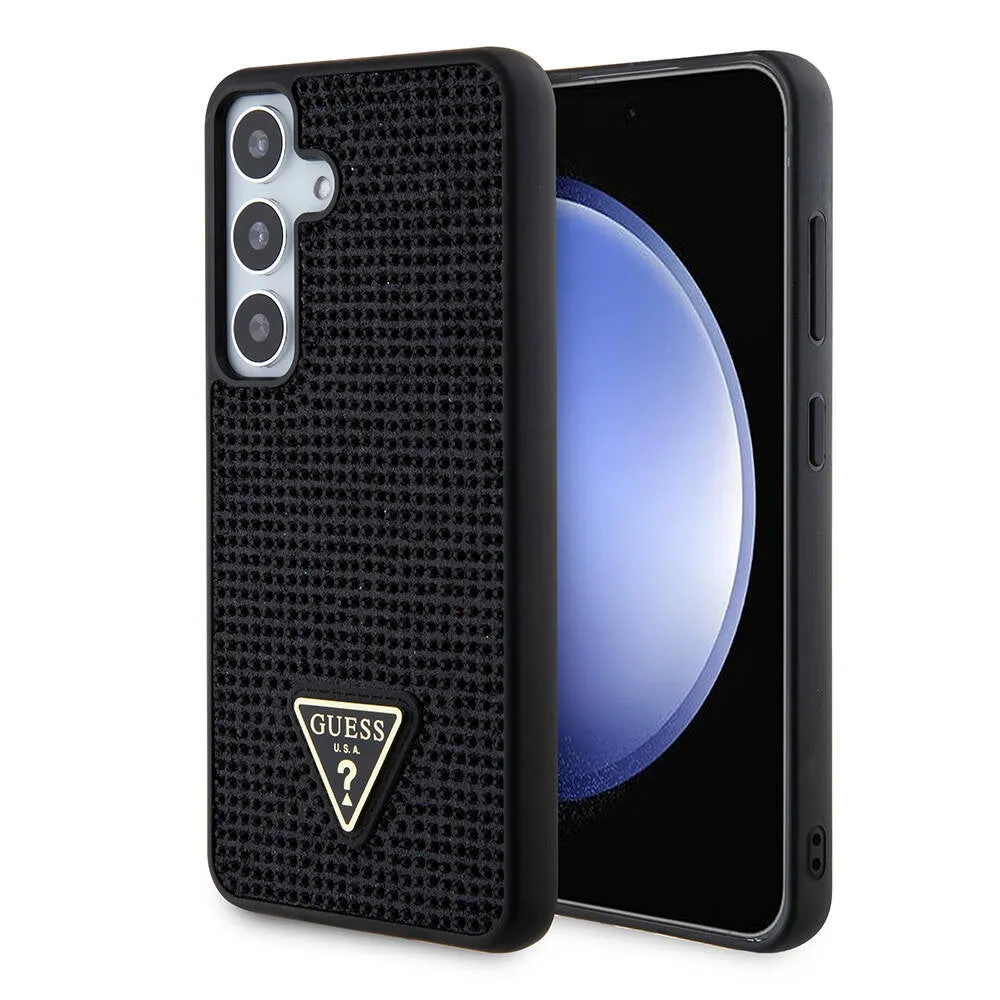 Custodia per Samsung Galaxy S24+ S926, Guess, Logo Triangolo di Strass, Nera - immagine 1