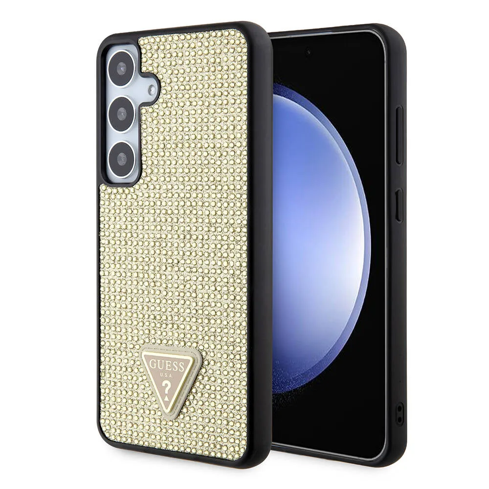 Custodia per Samsung Galaxy S24+ S926, Guess, Rhinestone Triangle Logo, Dorata - immagine 1