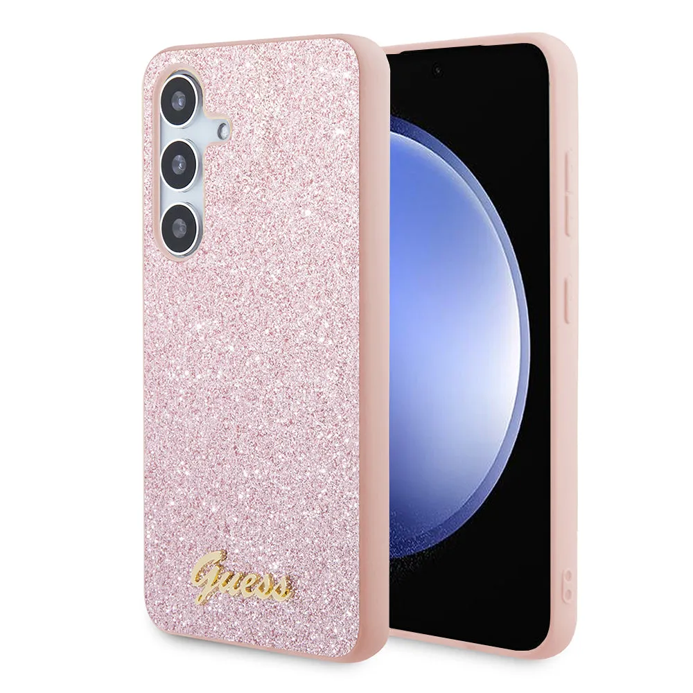 Custodia per Samsung Galaxy S24+ S926, Guess, Glitter Script, Rosa - immagine 1
