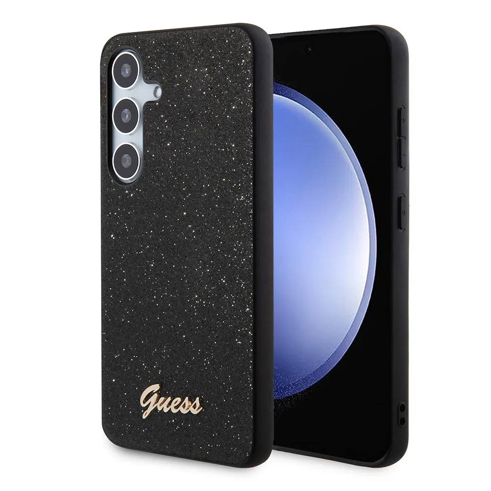 Custodia per Samsung Galaxy S24+ S926, Guess, Glitter Script, Nera - immagine 1