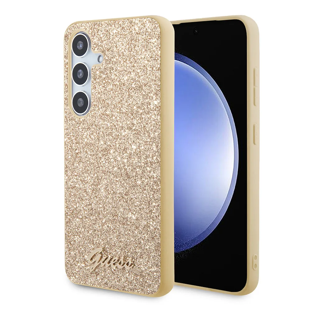 Custodia per Samsung Galaxy S24+ S926, Guess, Glitter Script, Dorata - immagine 1