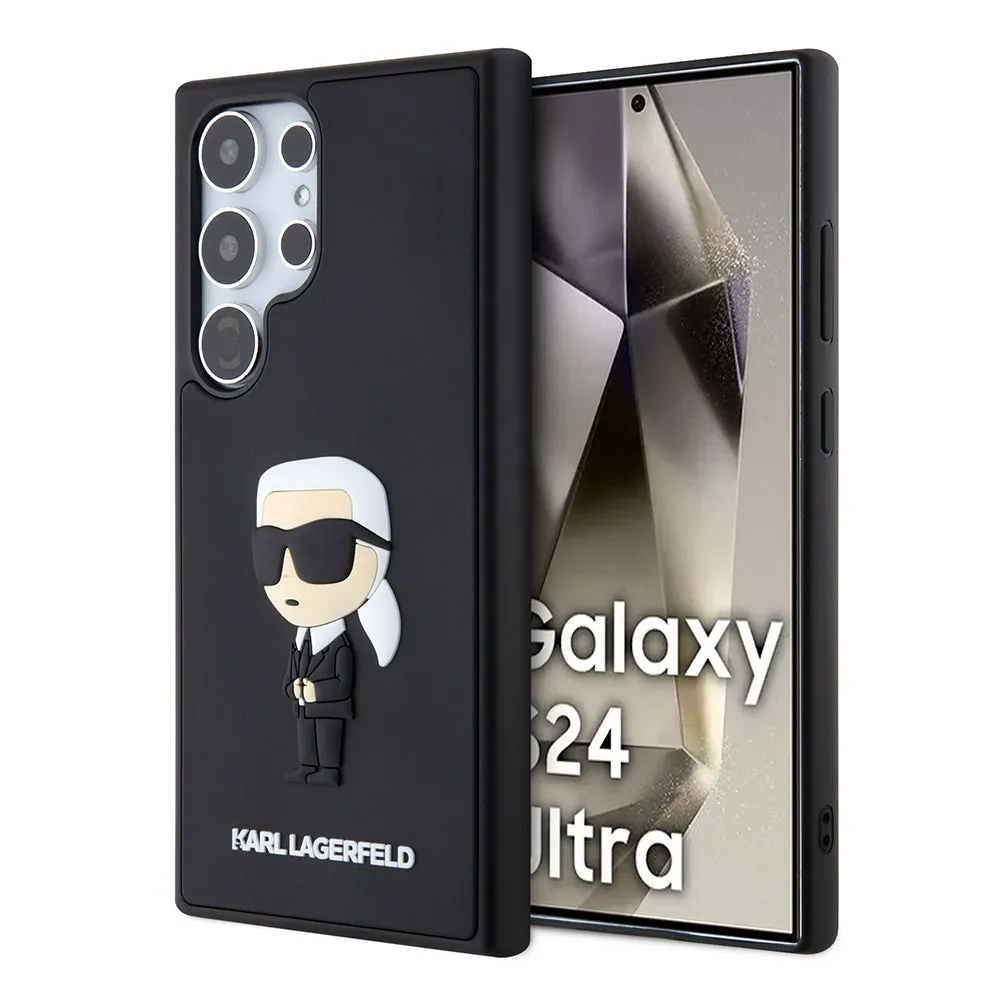 Custodia per Samsung Galaxy S24 Ultra S928, Karl Lagerfeld, 3D Rubber Ikonik Karl, Nera - immagine 1