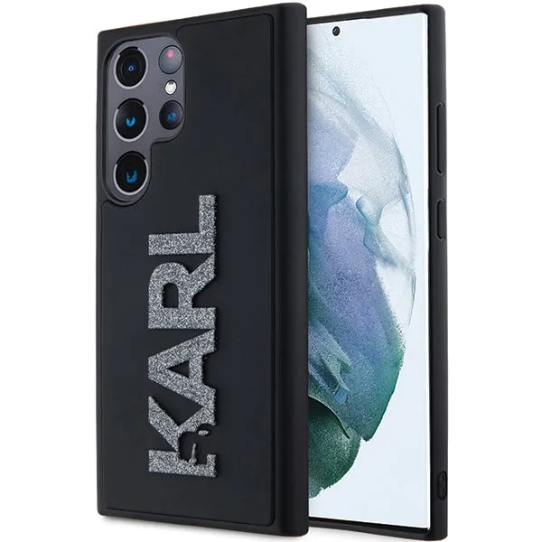 Custodia per Samsung Galaxy S24 Ultra S928, Karl Lagerfeld, Logo Glitter in Gomma 3D, Nera - immagine 1