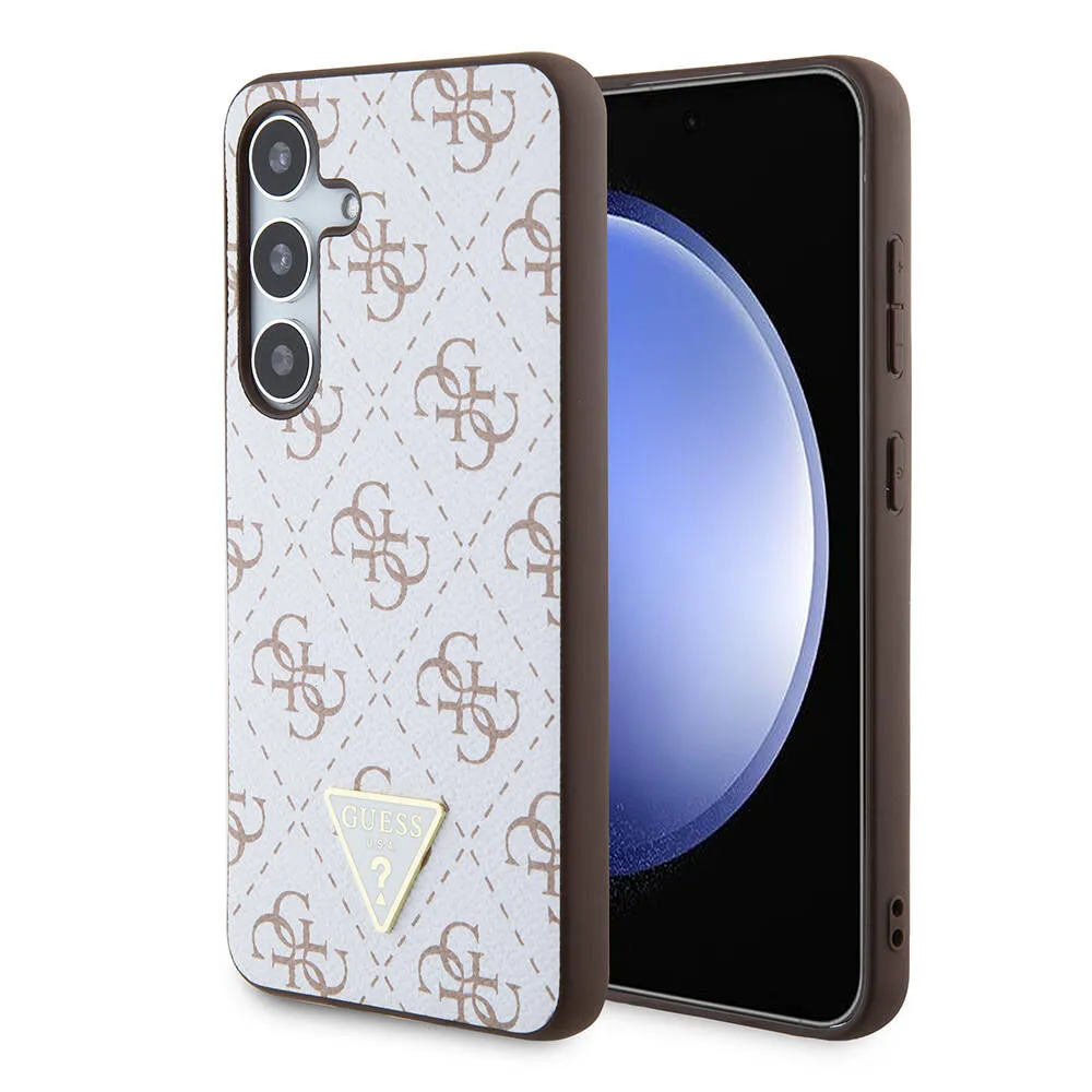 Custodia per Samsung Galaxy S24+ S926, Guess, 4G Triangle Logo, Bianca - immagine 1