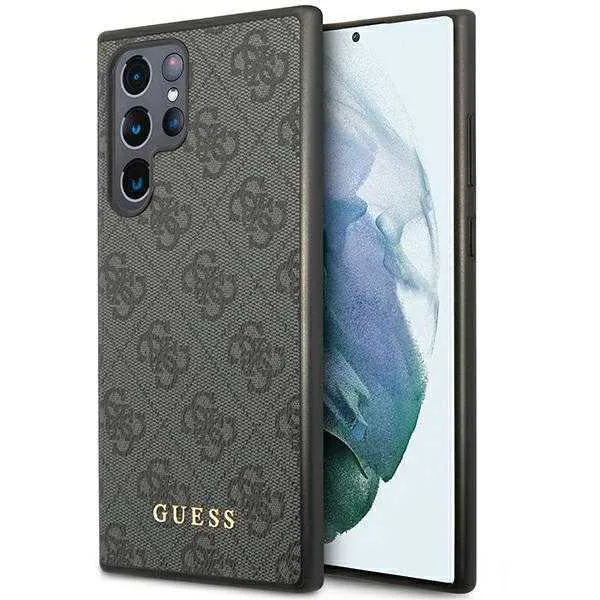 Custodia per Samsung Galaxy S24 Ultra S928, Guess, 4G Metal Gold Logo, Nera - immagine 1