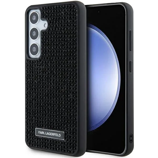 Custodia per Samsung Galaxy S24 S921, Karl Lagerfeld, Rhinestone Metal Plate, Nera - immagine 1