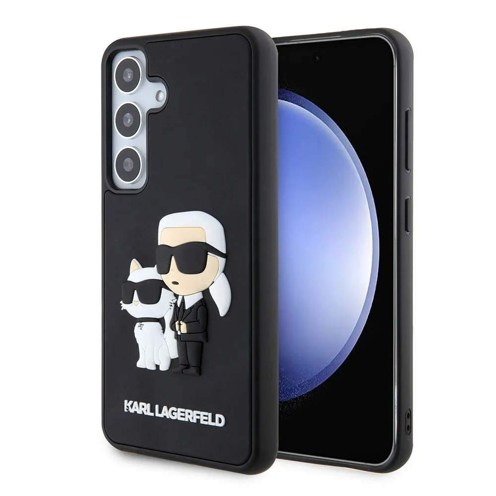 Custodia per Samsung Galaxy S24 S921, Karl Lagerfeld, 3D Rubber Karl & Choupette, Nera - immagine 1