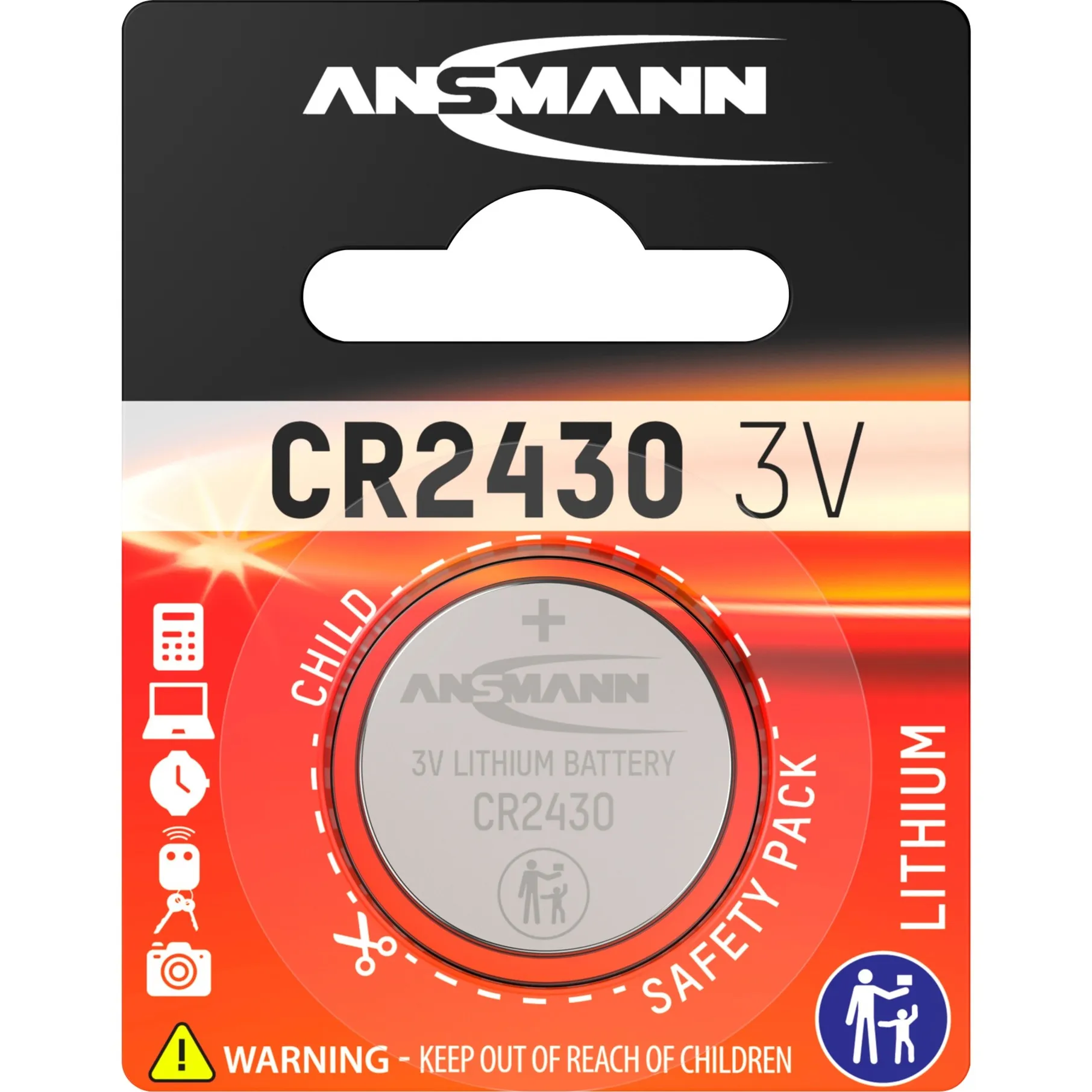 Lithium CR 2430, 3 V Battery Batteria monouso Ioni di Litio - immagine 1