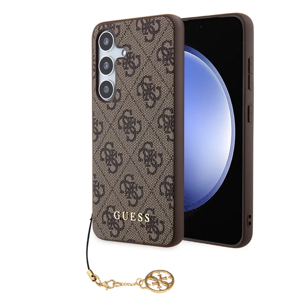 Custodia per Samsung Galaxy S24 S921, Guess, 4G Charm, Marrone - immagine 1
