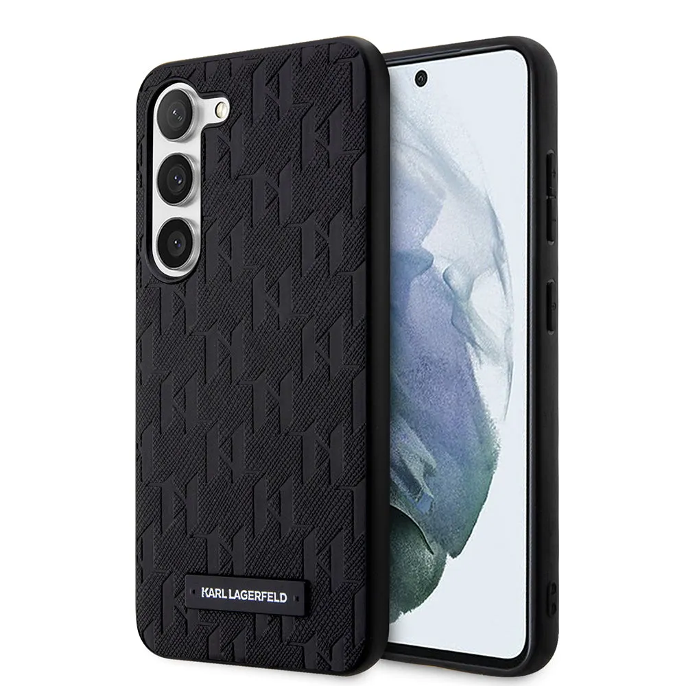 Custodia per Samsung Galaxy S23+ S916, Karl Lagerfeld, Saffiano Monogram Metal Logo, Nera - immagine 1