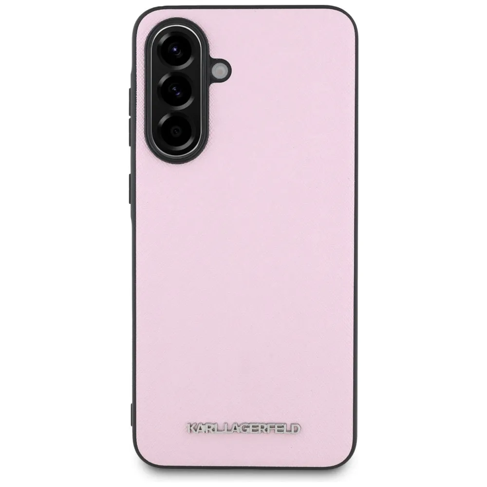 Custodia per Samsung Galaxy A56 A566, Karl Lagerfeld, Saffiano Metal Logo, Rosa - immagine 1