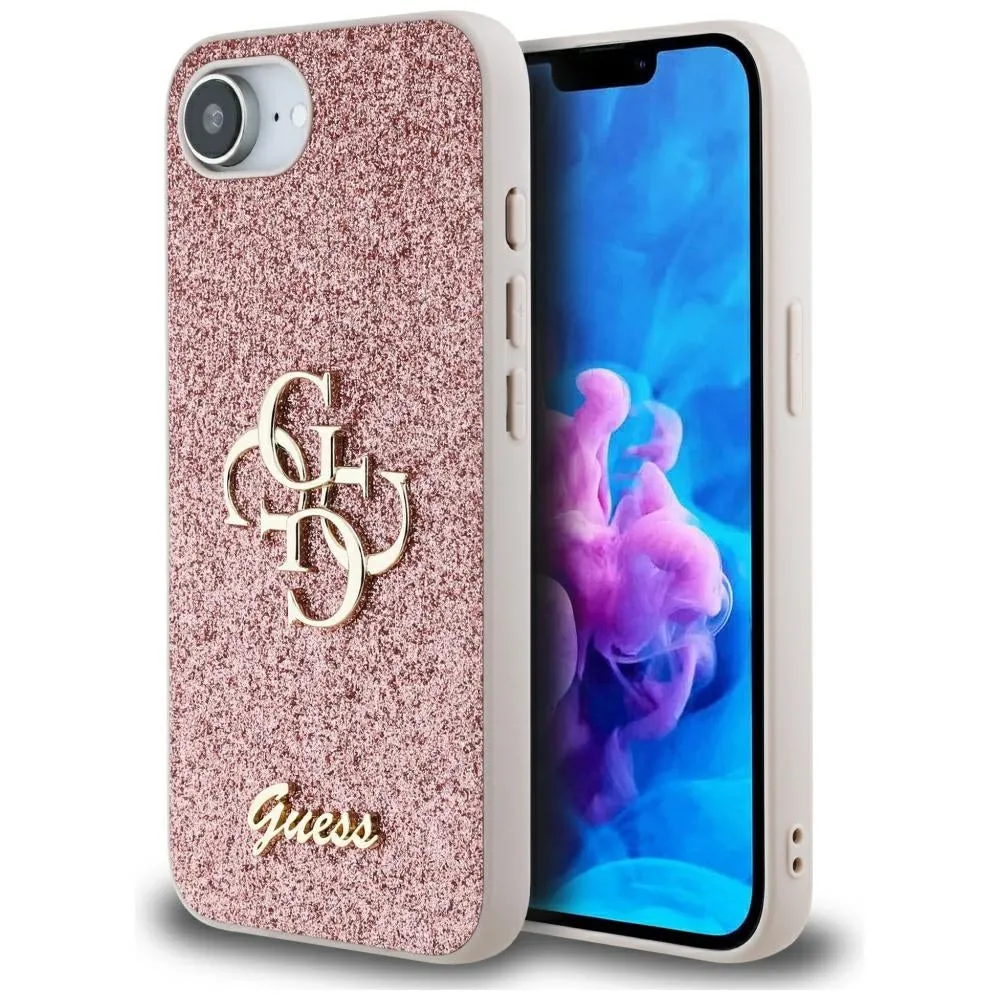 Custodia per Apple iPhone 17e / 16e, Guess, Fixed Glitter Big 4G, Rosa - immagine 1