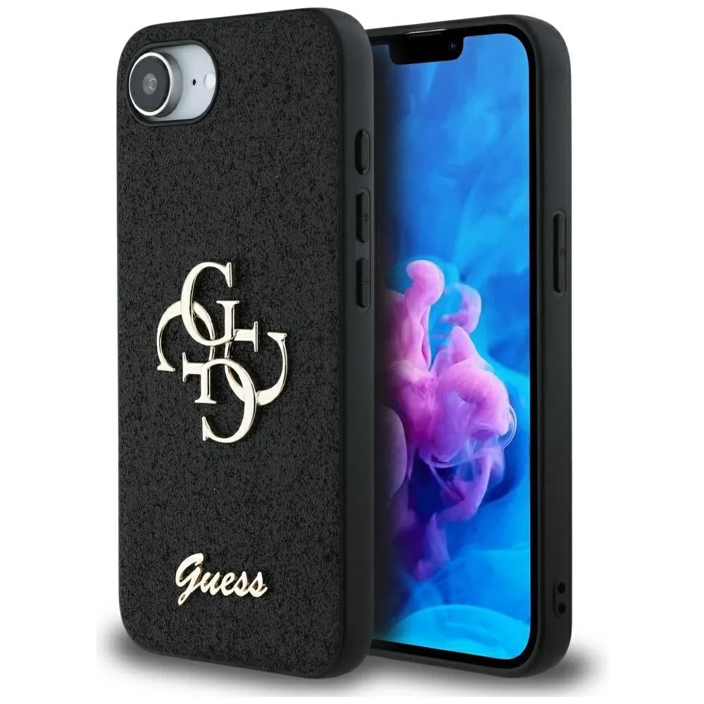Custodia per Apple iPhone 17e / 16e, Guess, Fixed Glitter Big 4G, Nera - immagine 1