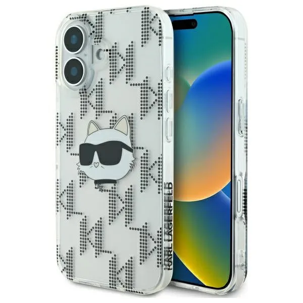 Custodia per Apple iPhone 16, Karl Lagerfeld, IML Luxury Electroplated Choupette's Head, Trasparente - immagine 1