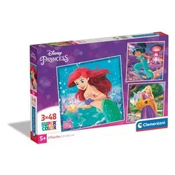 Puzzle 3 x 48 pz Super Color 5a+ (26,8x18,3cm) DISNEY PRINCESS 25304 - immagine 1