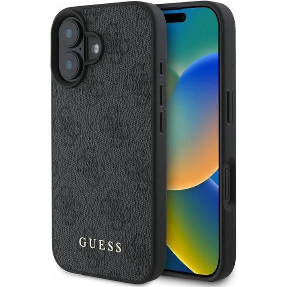 Custodia per Apple iPhone 16, Guess, 4G Classic, Nera - immagine 1