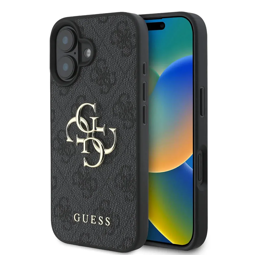 Custodia per Apple iPhone 16, Guess, 4G Big Logo, Nera - immagine 1