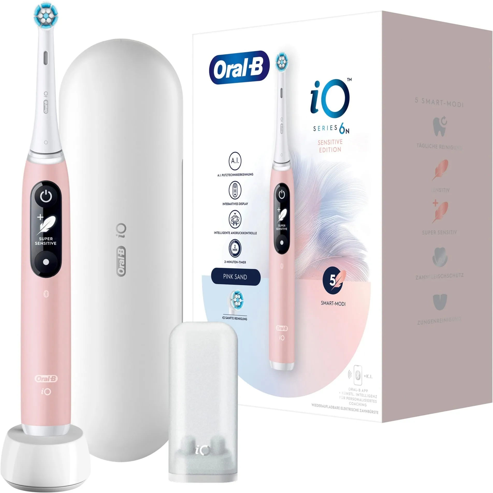 445197 spazzolino elettrico Adulto Spazzolino a vibrazione Rosa, Bianco, Spazzolino da denti elettrico - immagine 1