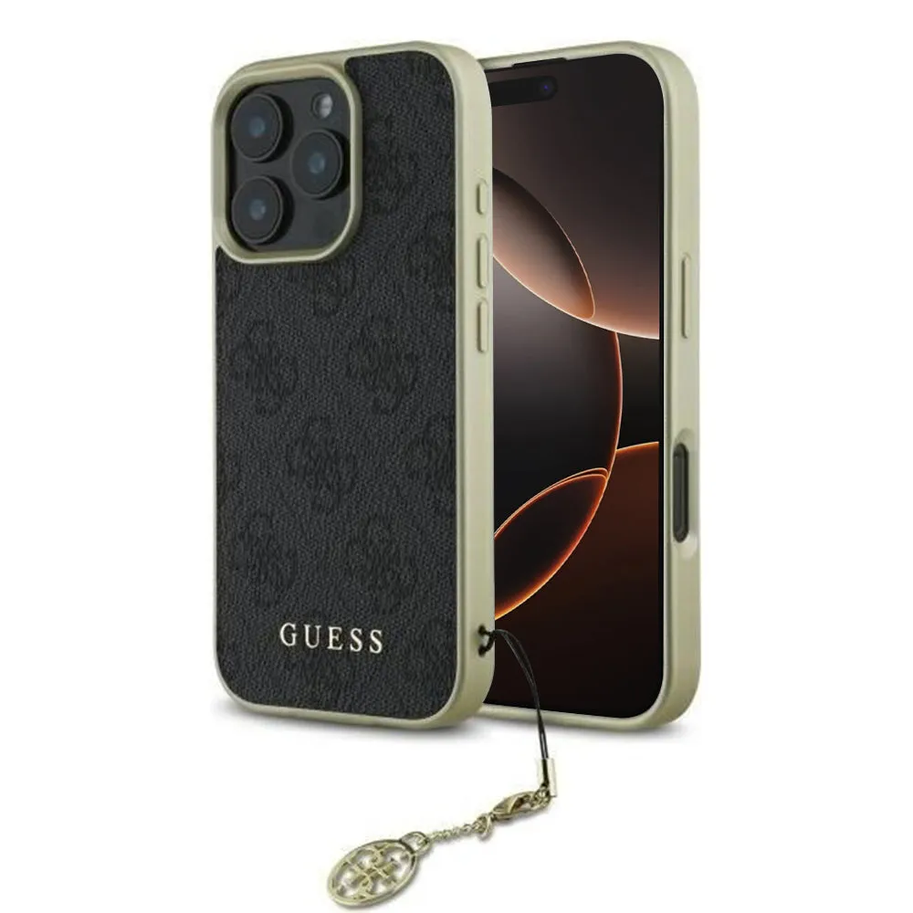 Custodia per Apple iPhone 16 Pro, Guess, 4G Charm, Nera - immagine 1