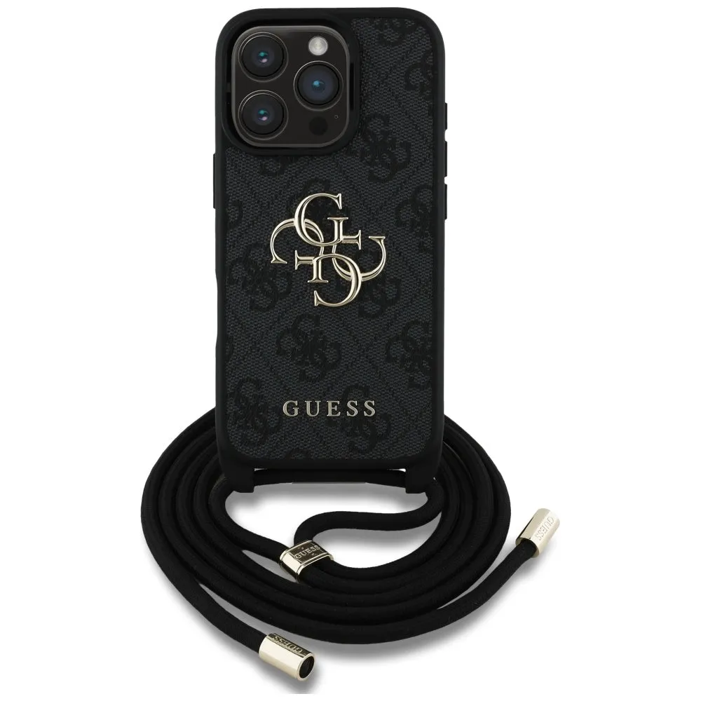 Custodia per Apple iPhone 16 Pro, Guess, 4G CBDY Big Logo con Cinturino, Nera - immagine 1