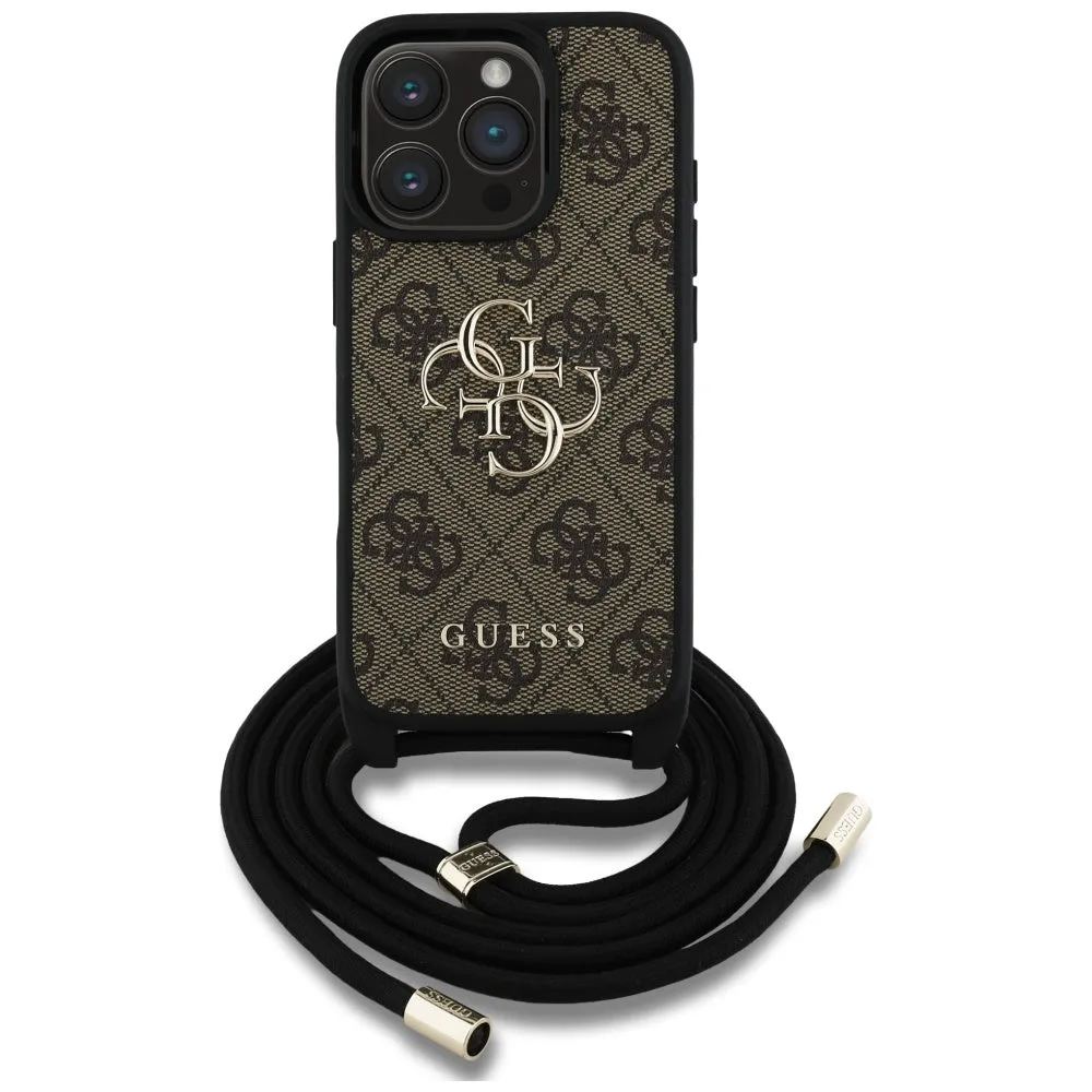Custodia per Apple iPhone 16 Pro, Guess, 4G CBDY Big Logo con Cinturino, Marrone - immagine 1