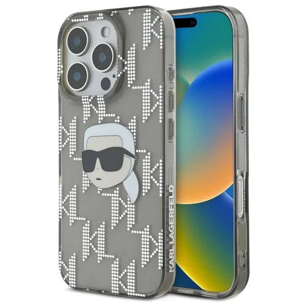 Custodia per Apple iPhone 16 Pro Max, Karl Lagerfeld, IML Luxury Electroplated Karl's Head, Nera - immagine 1