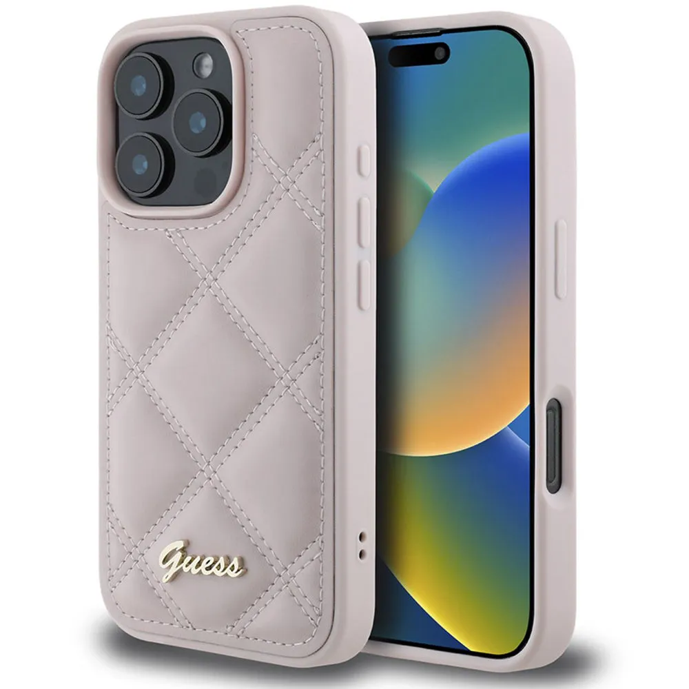 Custodia per Apple iPhone 16 Pro Max, Guess, Quilted Metal Logo, Rosa - immagine 1