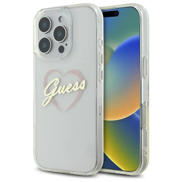 Custodia per Apple iPhone 16 Pro Max, Guess, IML Heart, Trasparente - immagine 1