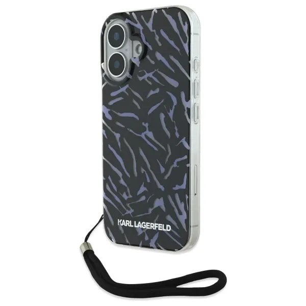 Custodia per Apple iPhone 16 Plus, Karl Lagerfeld, Zebra with Cord Strap, Viola - immagine 1