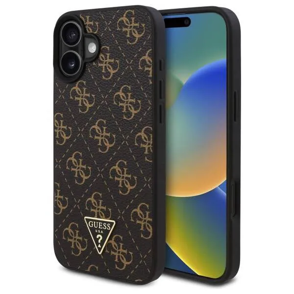 Custodia per Apple iPhone 16 Plus, Guess, 4G Triangle Logo, Nera - immagine 1