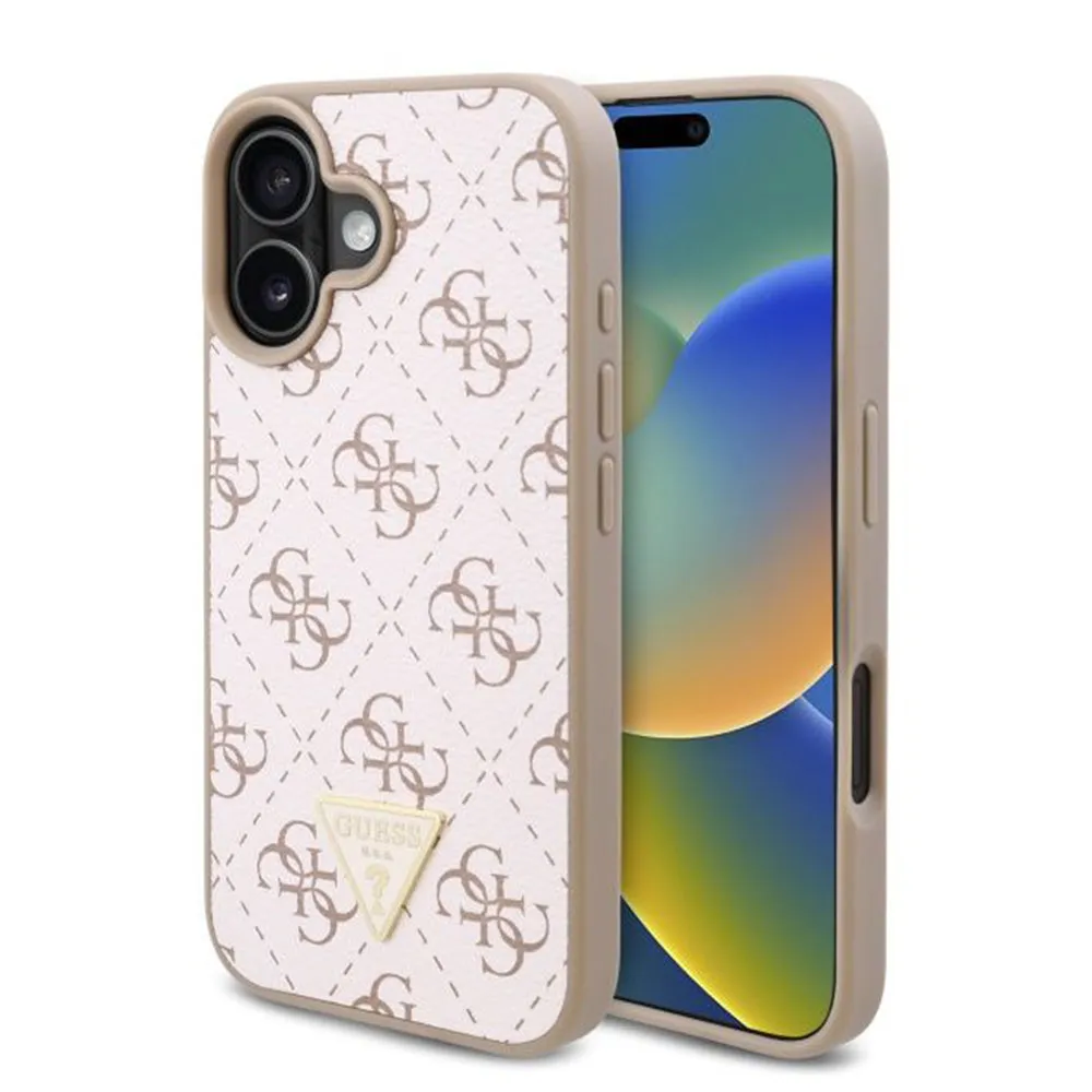 Custodia per Apple iPhone 16 Plus, Guess, 4G Triangle Logo, Bianca - immagine 1