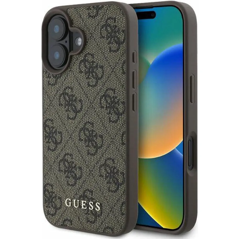 Custodia per Apple iPhone 16 Plus, Guess, 4G Classic, Marrone - immagine 1