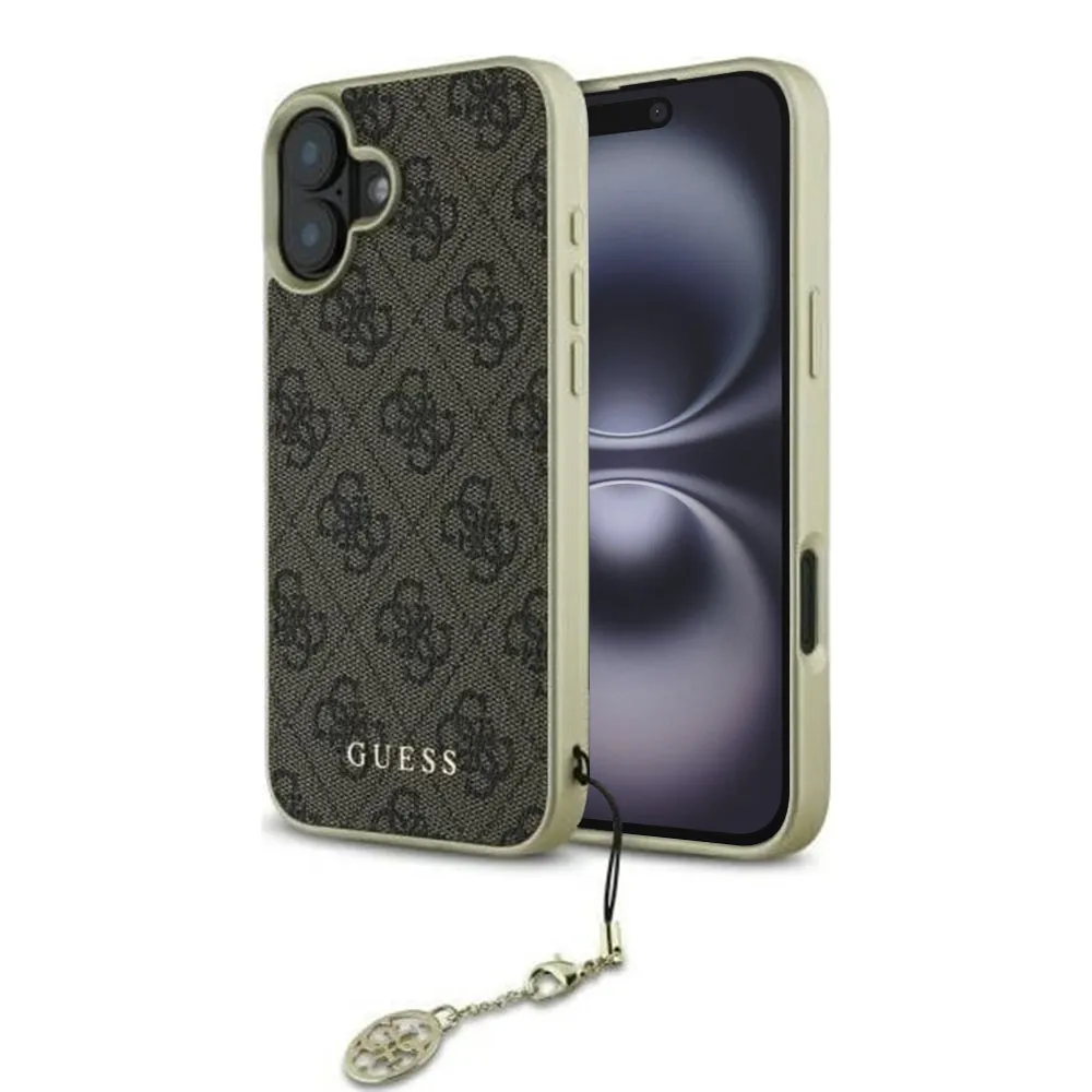 Custodia per Apple iPhone 16 Plus, Guess, 4G Charm, Marrone - immagine 1