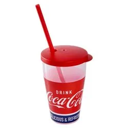 Bicchiere con cannuccia (500ml) COCA-COLA Rosso 002001 - immagine 1
