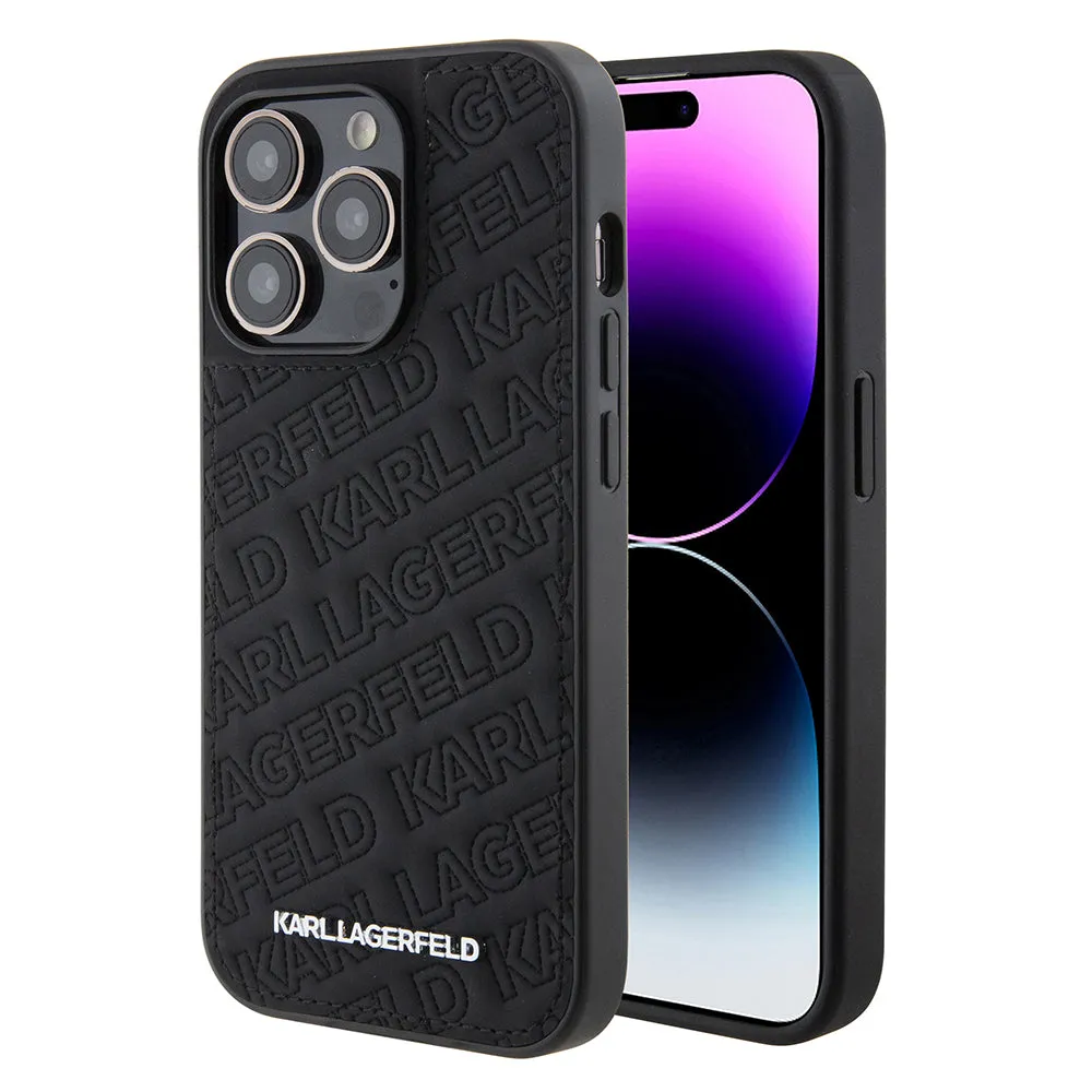 Custodia per Apple iPhone 15 Pro, Karl Lagerfeld, Diagonal Quilted K Pattern, Nera - immagine 1