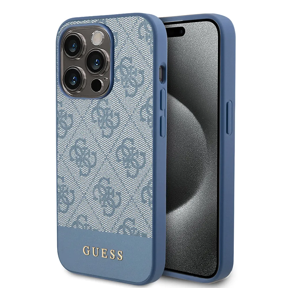 Custodia per Apple iPhone 15 Pro, Guess, 4G Stripe, Blu - immagine 1