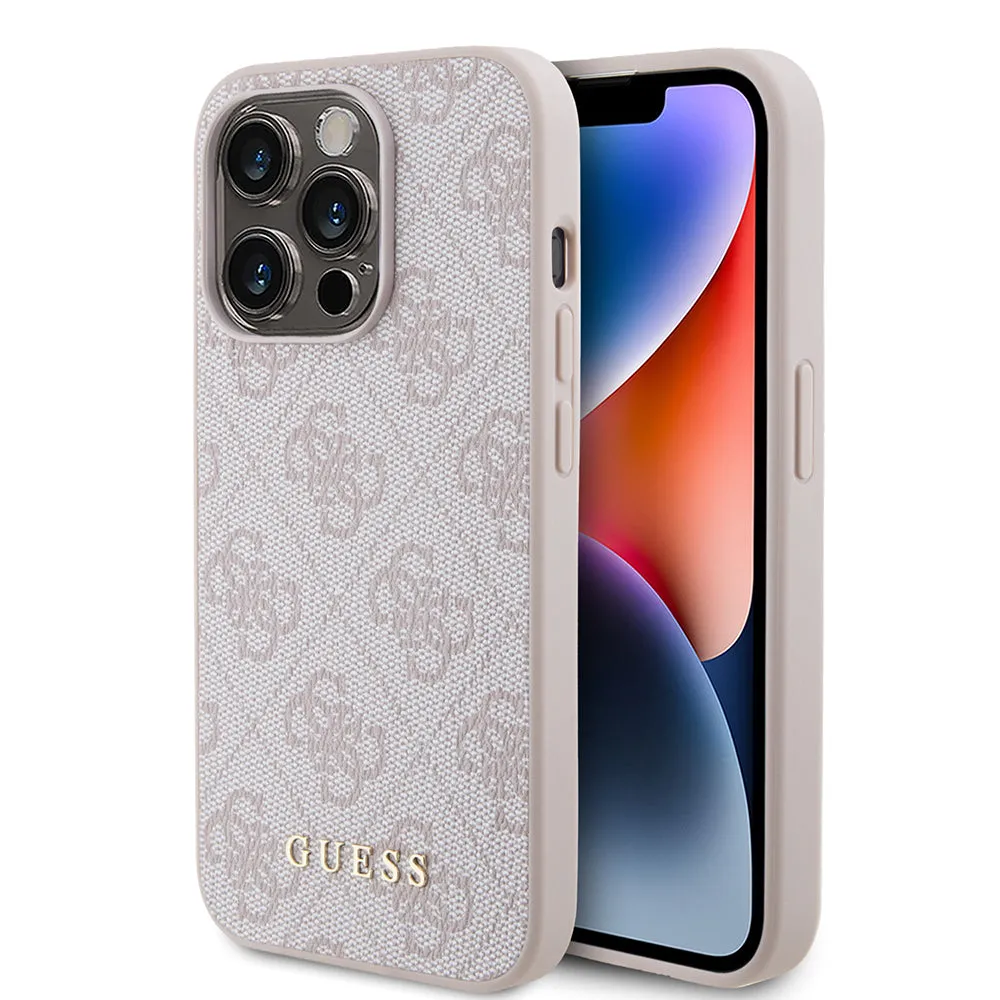 Custodia per Apple iPhone 15 Pro, Guess, 4G Metal Gold Logo, Rosa - immagine 1
