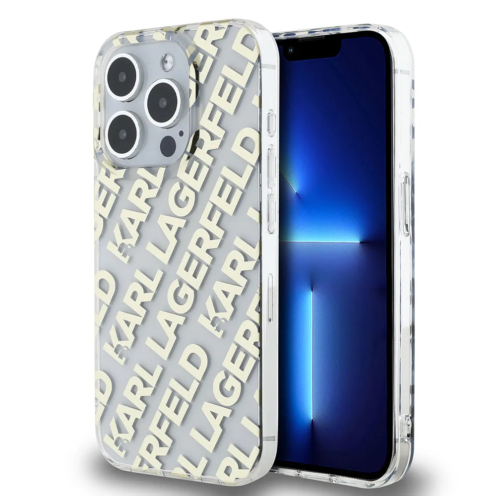 Custodia per Apple iPhone 15 Pro Max, Karl Lagerfeld, IML Luxury Gold Fullover Logo, Dorata - immagine 1