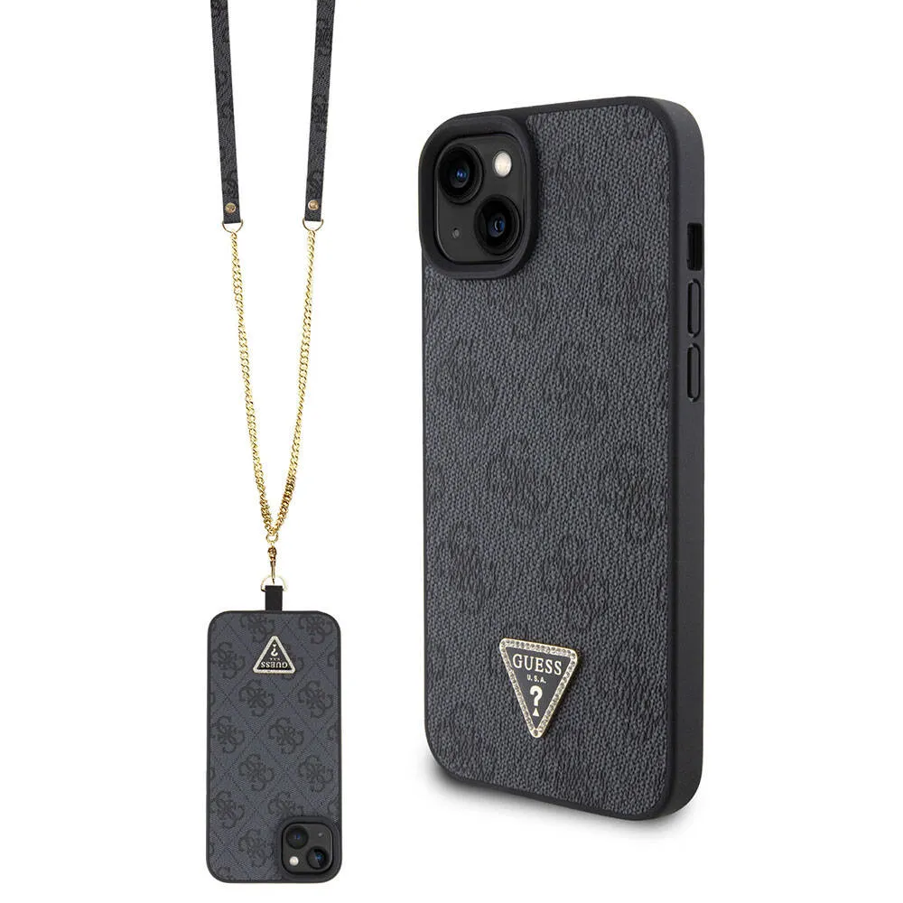 Custodia per Apple iPhone 15 Plus, Guess, Crossbody 4G Metal Logo, Nera - immagine 1