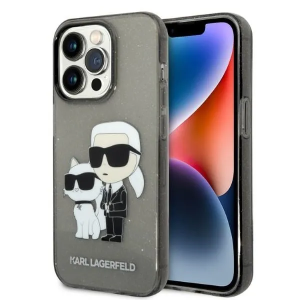 Custodia per Apple iPhone 14 Pro, Karl Lagerfeld, Glitter Karl & Choupette, Nera - immagine 1