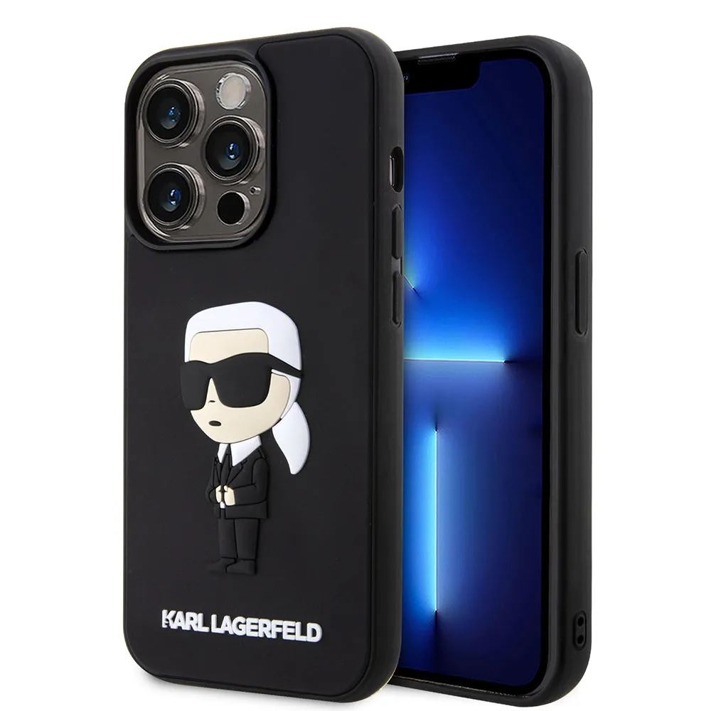 Custodia per Apple iPhone 14 Pro, Karl Lagerfeld, 3D Rubber Ikonik Karl, Nera - immagine 1