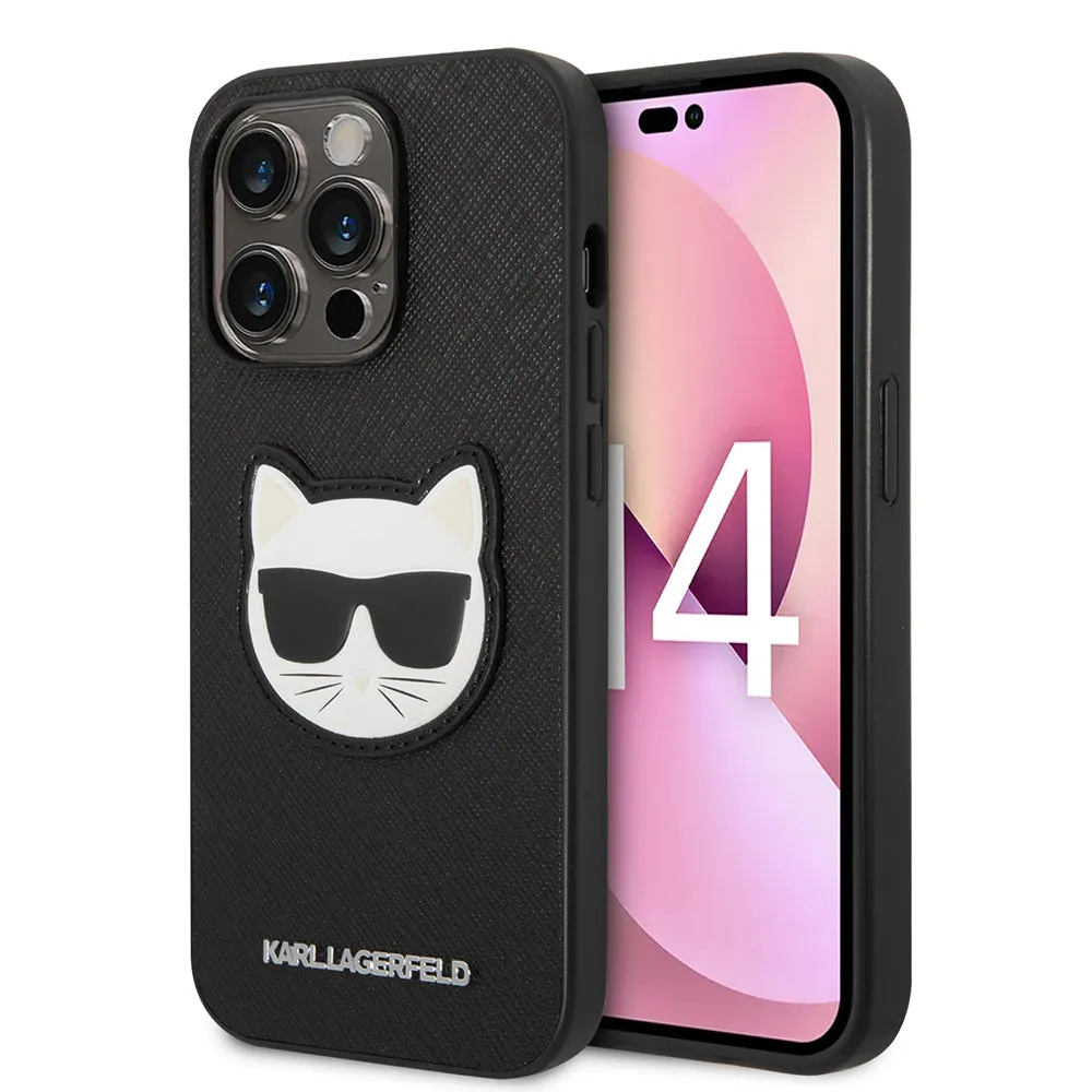 Custodia per Apple iPhone 14 Pro Max, Karl Lagerfeld, Saffiano Choupette's Head, Nera - immagine 1